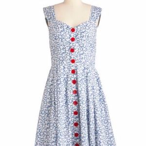 Emily and Fin Layla Midi Dress Blue & White Floral